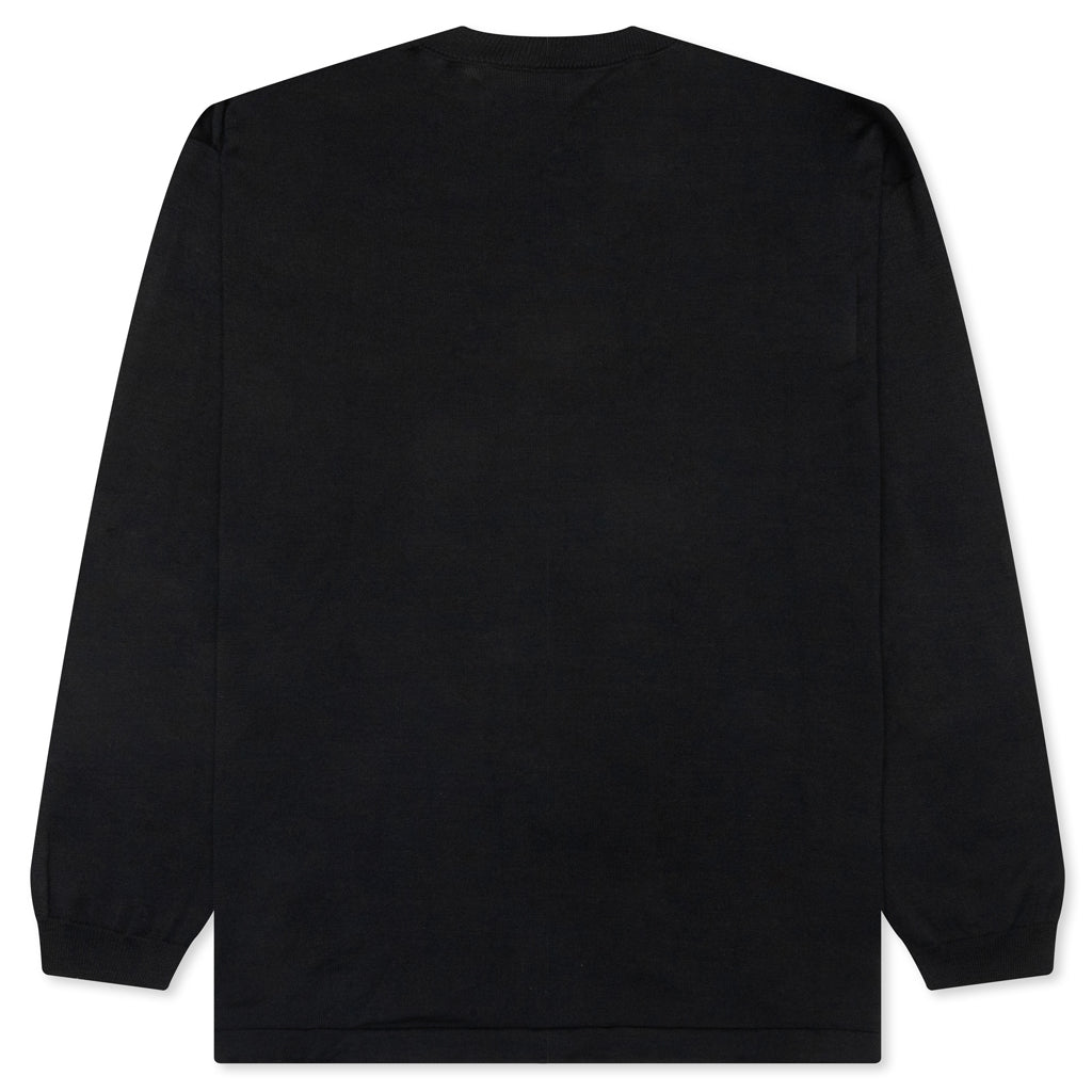 Drawstring Knit Sweatshirt - Black