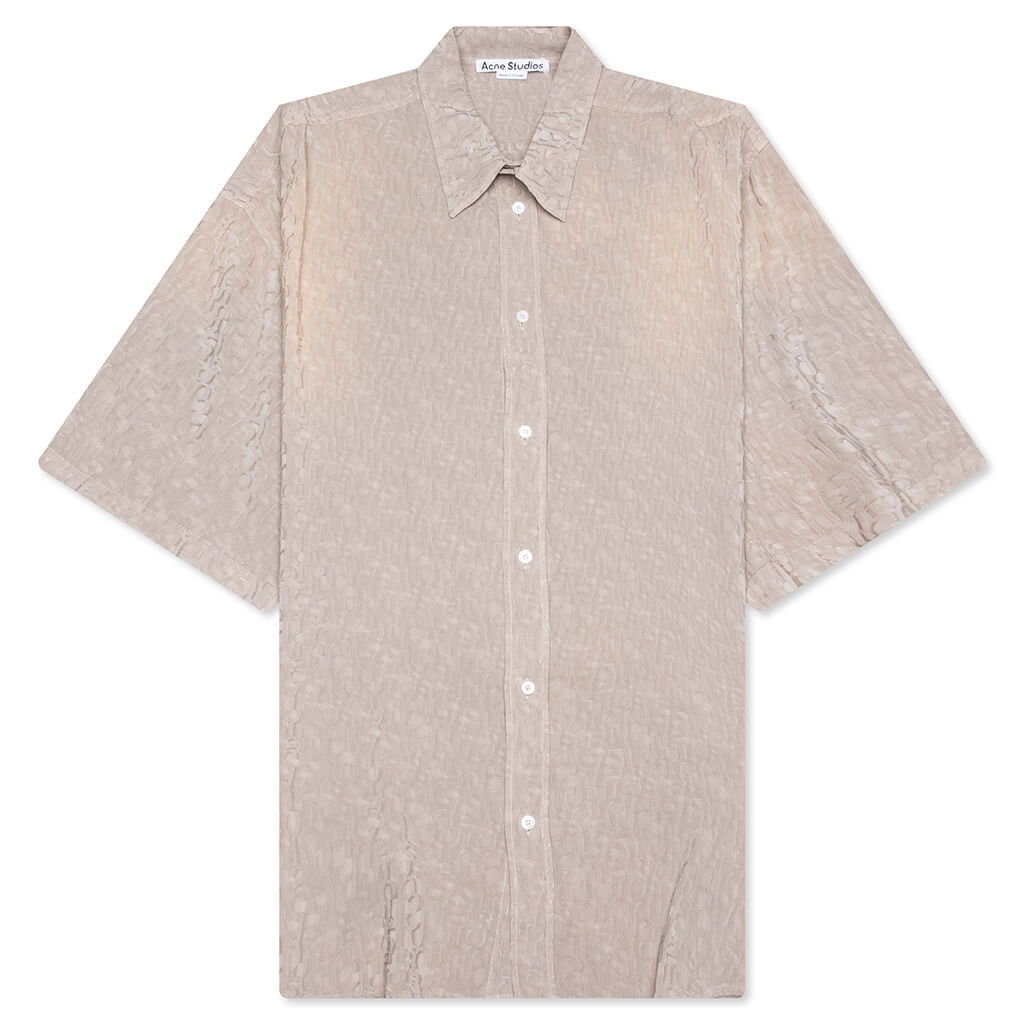 Monogram Button Up Shirt - Warm Grey