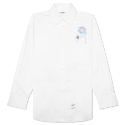 Oversized L/S Shirt w/ All Over Embroidery - White