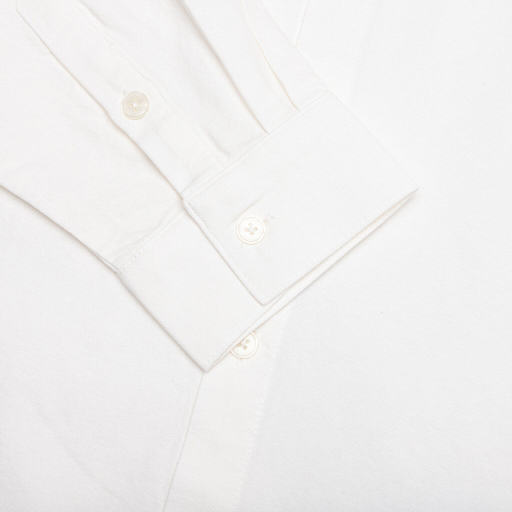 Embroidered Figures Button Up - White