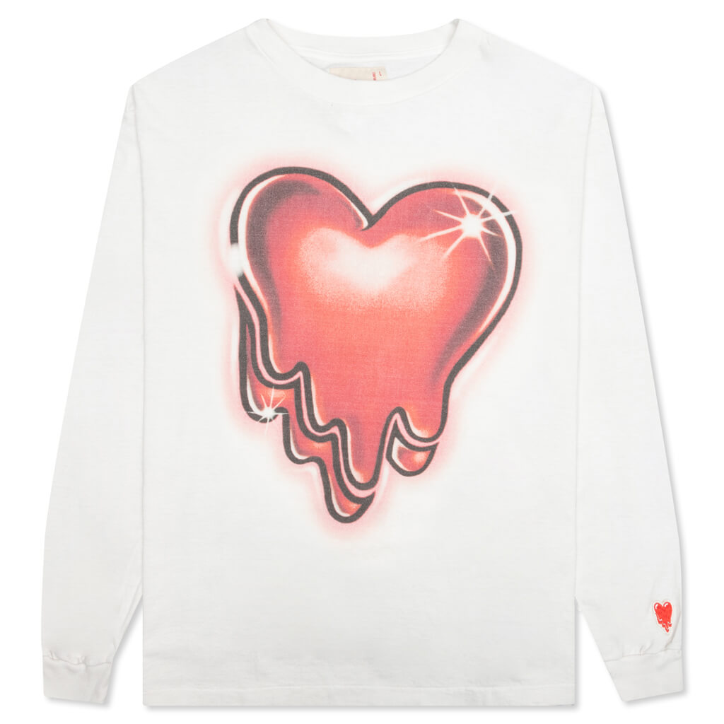 Airbrush Heart Logo L/S Tee - White
