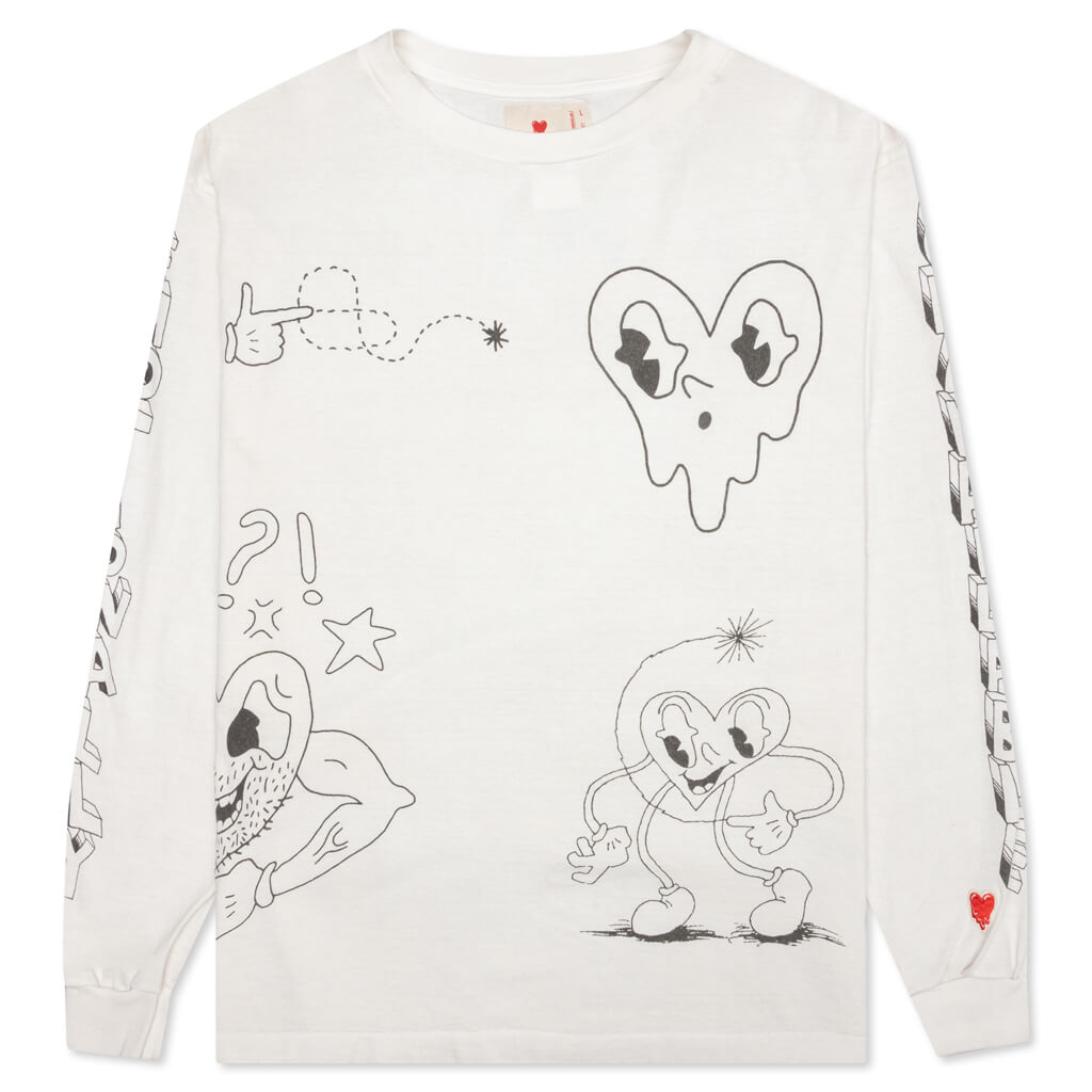 FA Heart L/S Tee - White