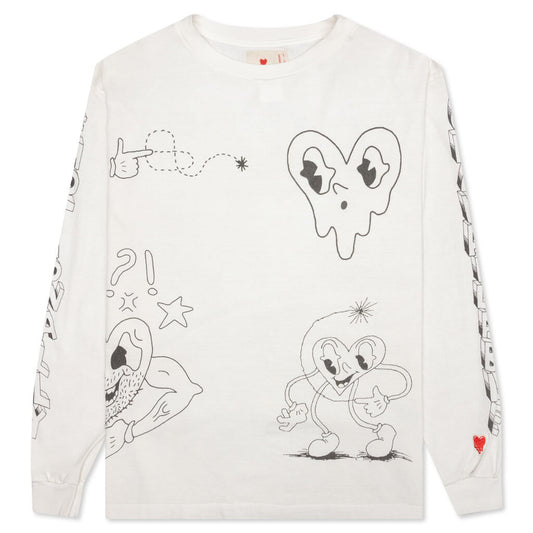 FA Heart L/S Tee - White