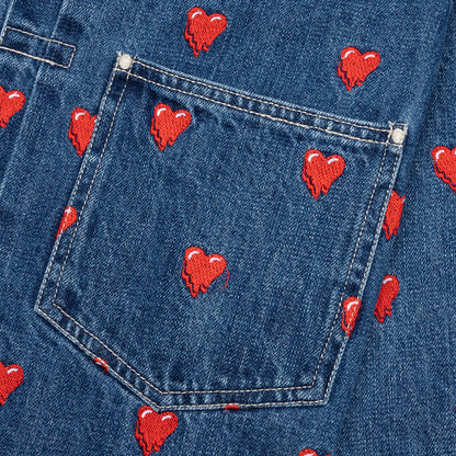 Logo Pattern Denim Jacket - Washed Blue