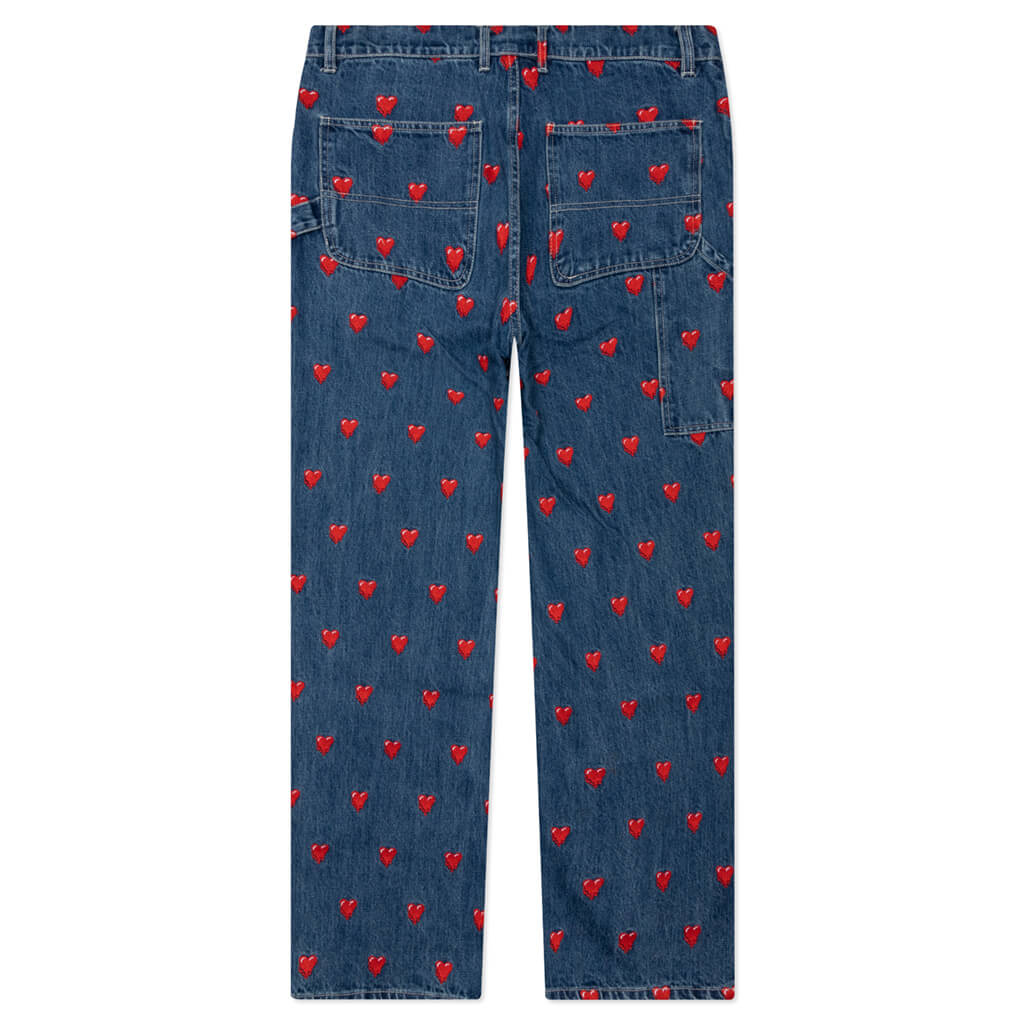 Logo Pattern Denim Pants - Washed Blue
