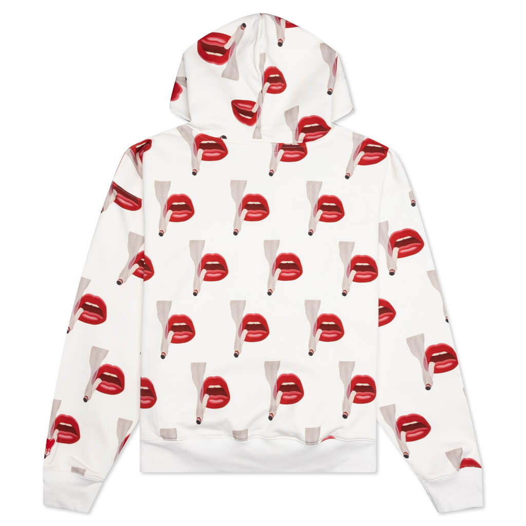 Emotionally Unavailable x Tom Wesselmann All Over Print Smoking Lips Hoodie - White