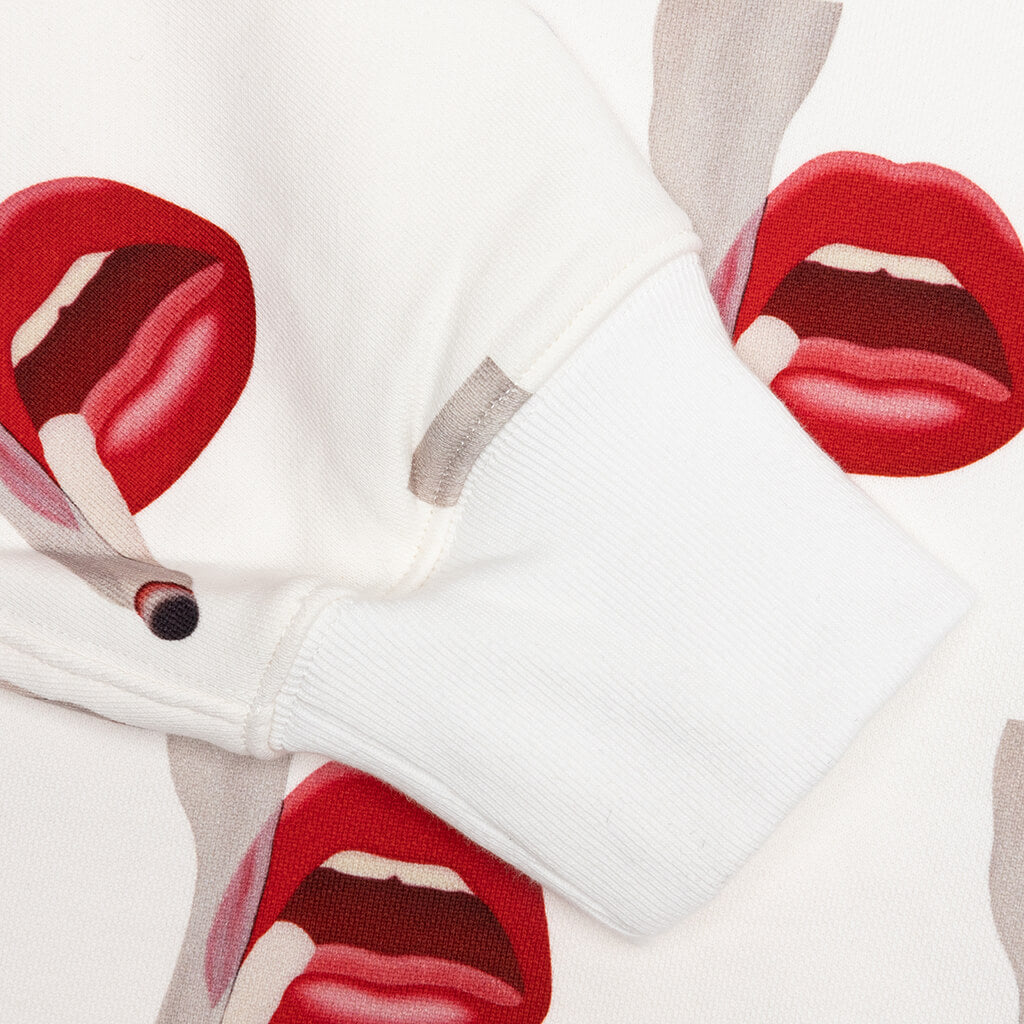 Emotionally Unavailable x Tom Wesselmann All Over Print Smoking Lips Hoodie - White