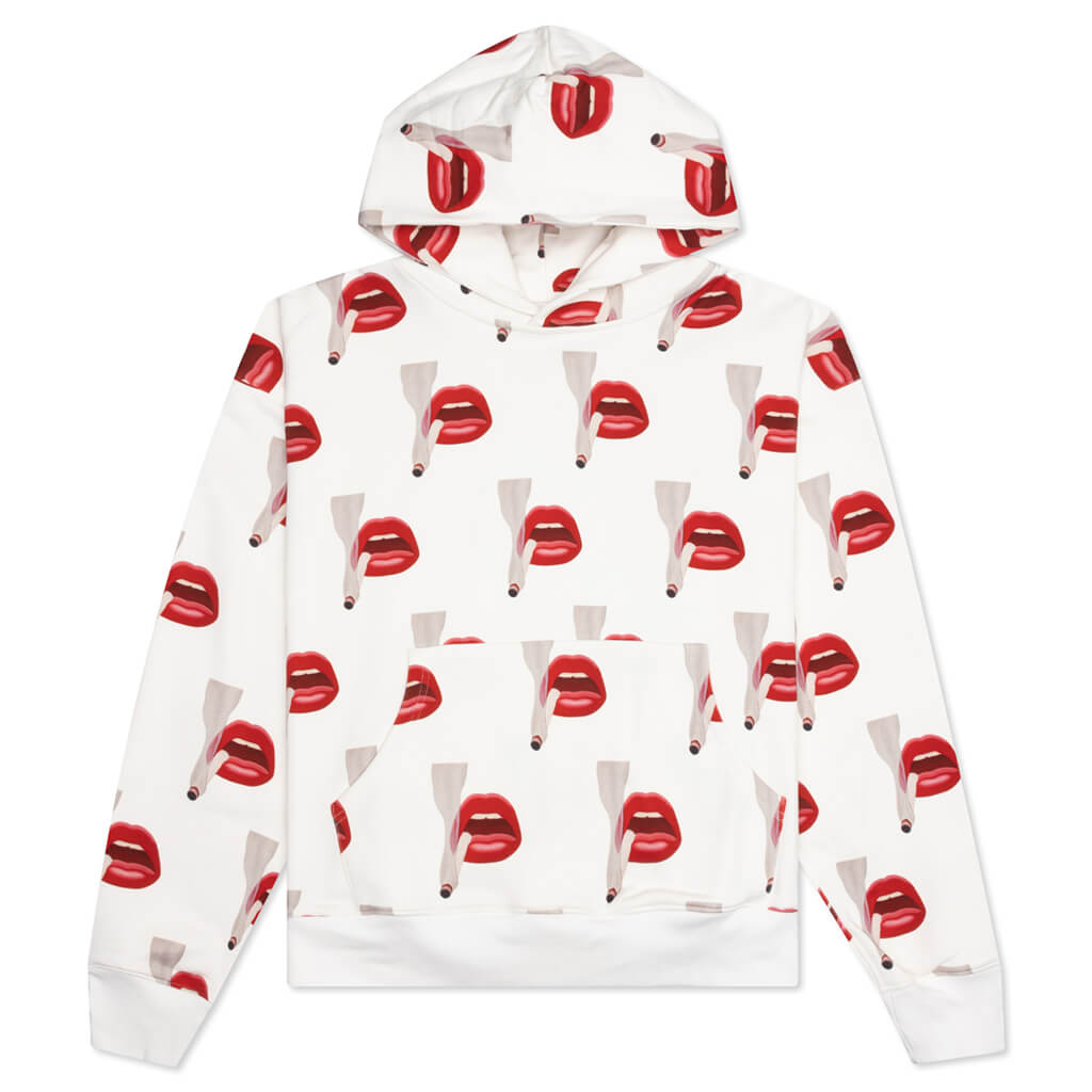 Emotionally Unavailable x Tom Wesselmann All Over Print Smoking Lips Hoodie - White