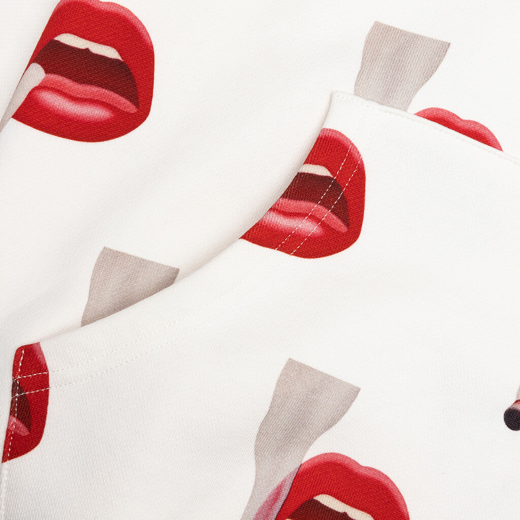 Emotionally Unavailable x Tom Wesselmann All Over Print Smoking Lips Hoodie - White