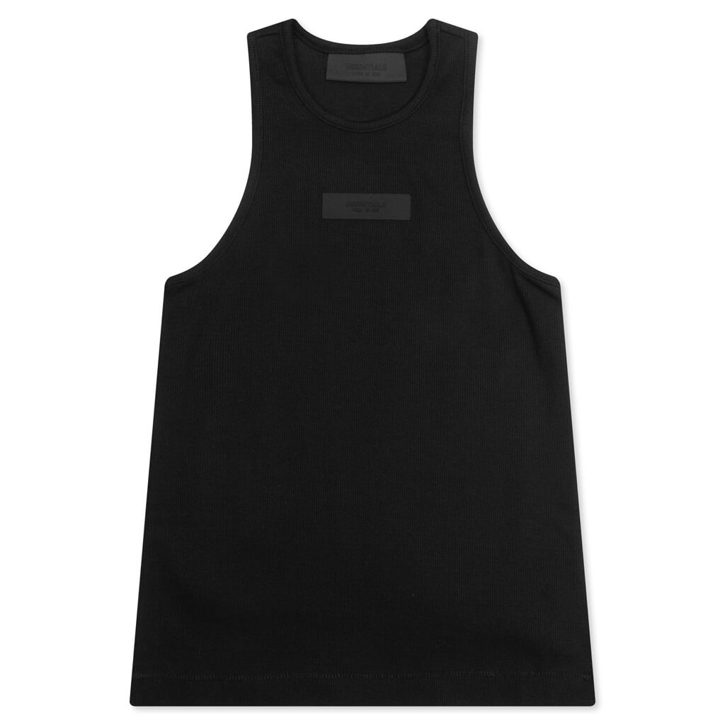 Essentials Kid's Ribbed Tank Top - Black