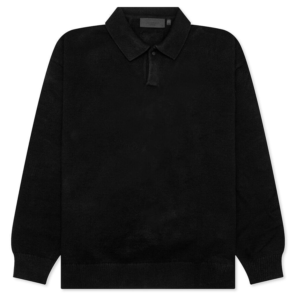 Essentials Knit Polo - Jet Black