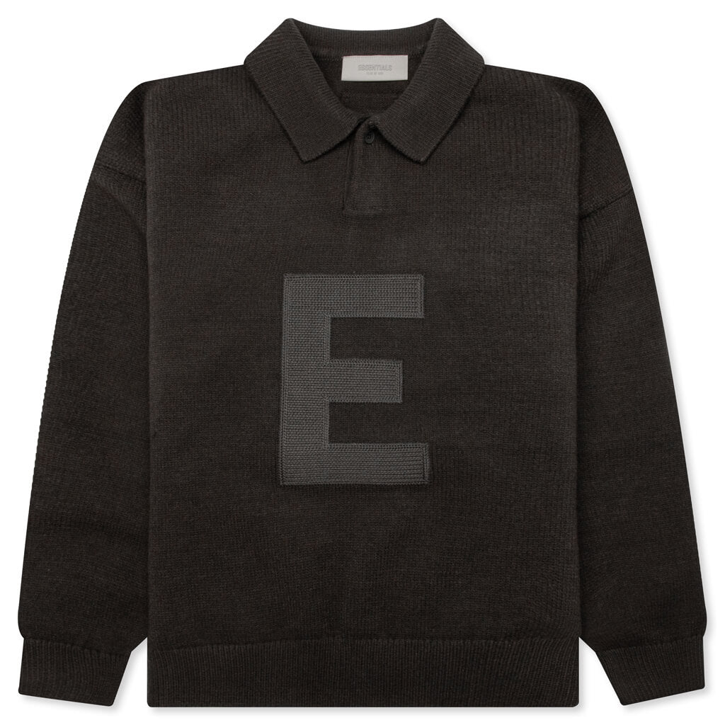 Kid's Knit Polo - Off Black