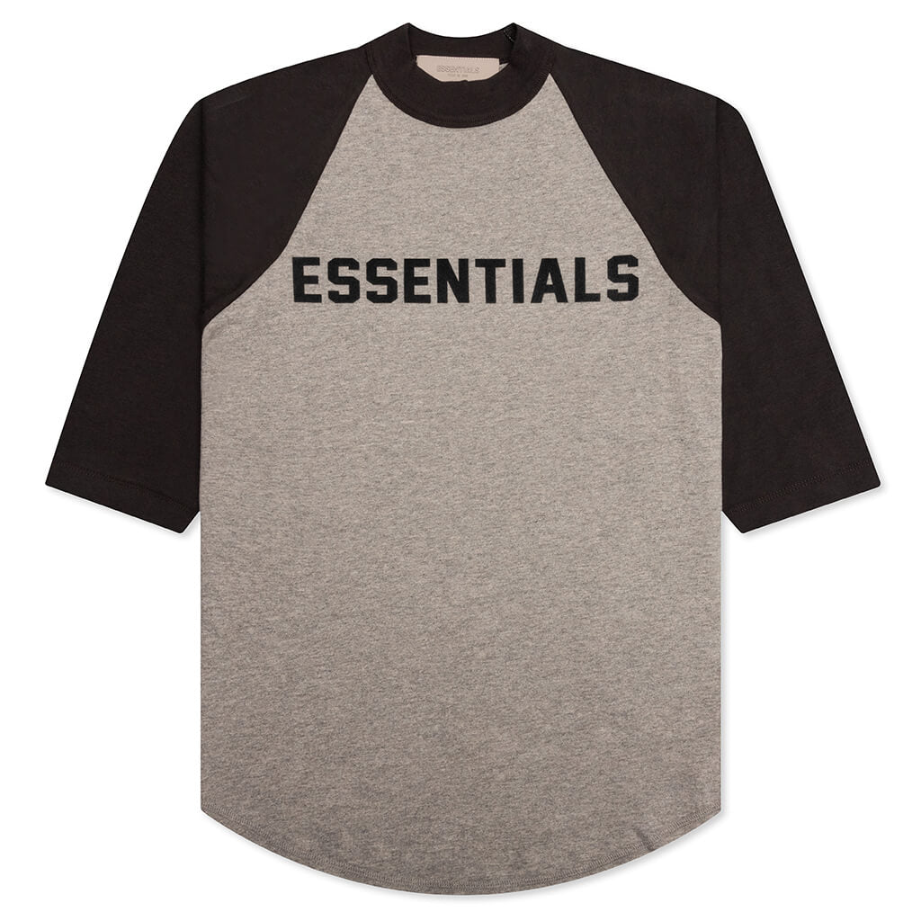 Essentials Kid's 3/4 Sleeve Baseball Tee - Dark Oatmeal