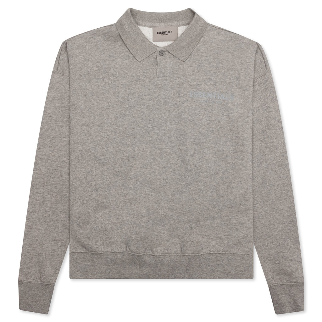 Essentials Kid's L/S Polo - Dark Heather Oatmeal
