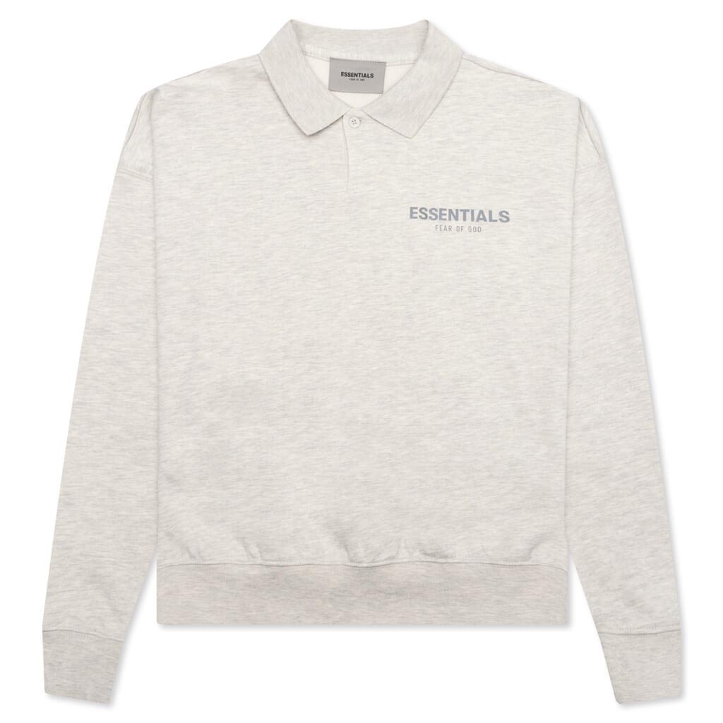 Essentials Kid's L/S Polo - Light Heather Oatmeal