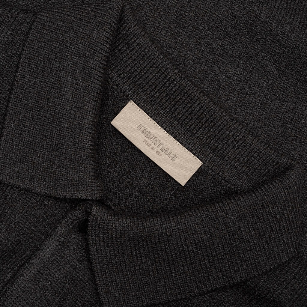 Essentials Knit L/S Polo - Iron