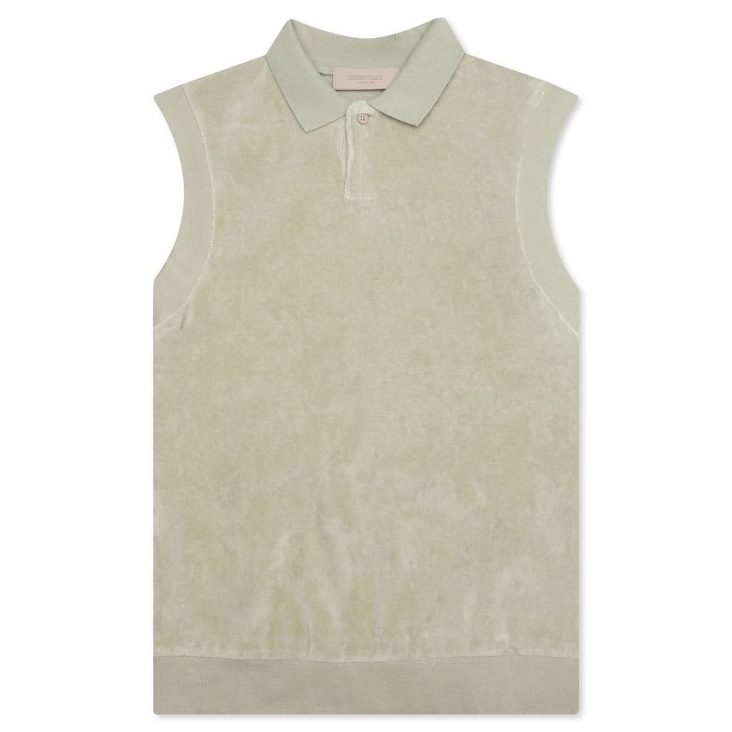 Essentials Women's Velour Sleeveless Polo - Seafoam