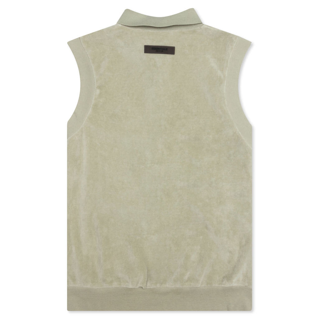 Essentials Women's Velour Sleeveless Polo - Seafoam