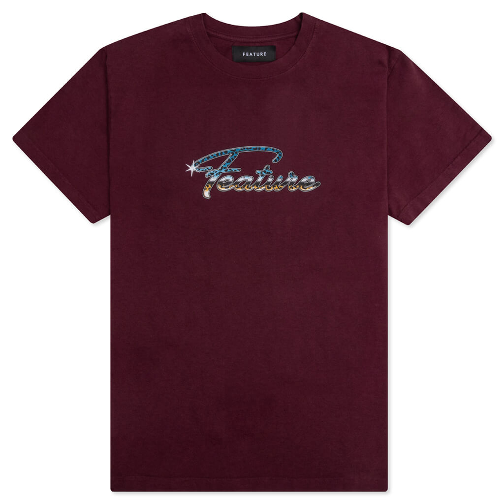 Fea-Tah Print Tee - Ox Blood Red