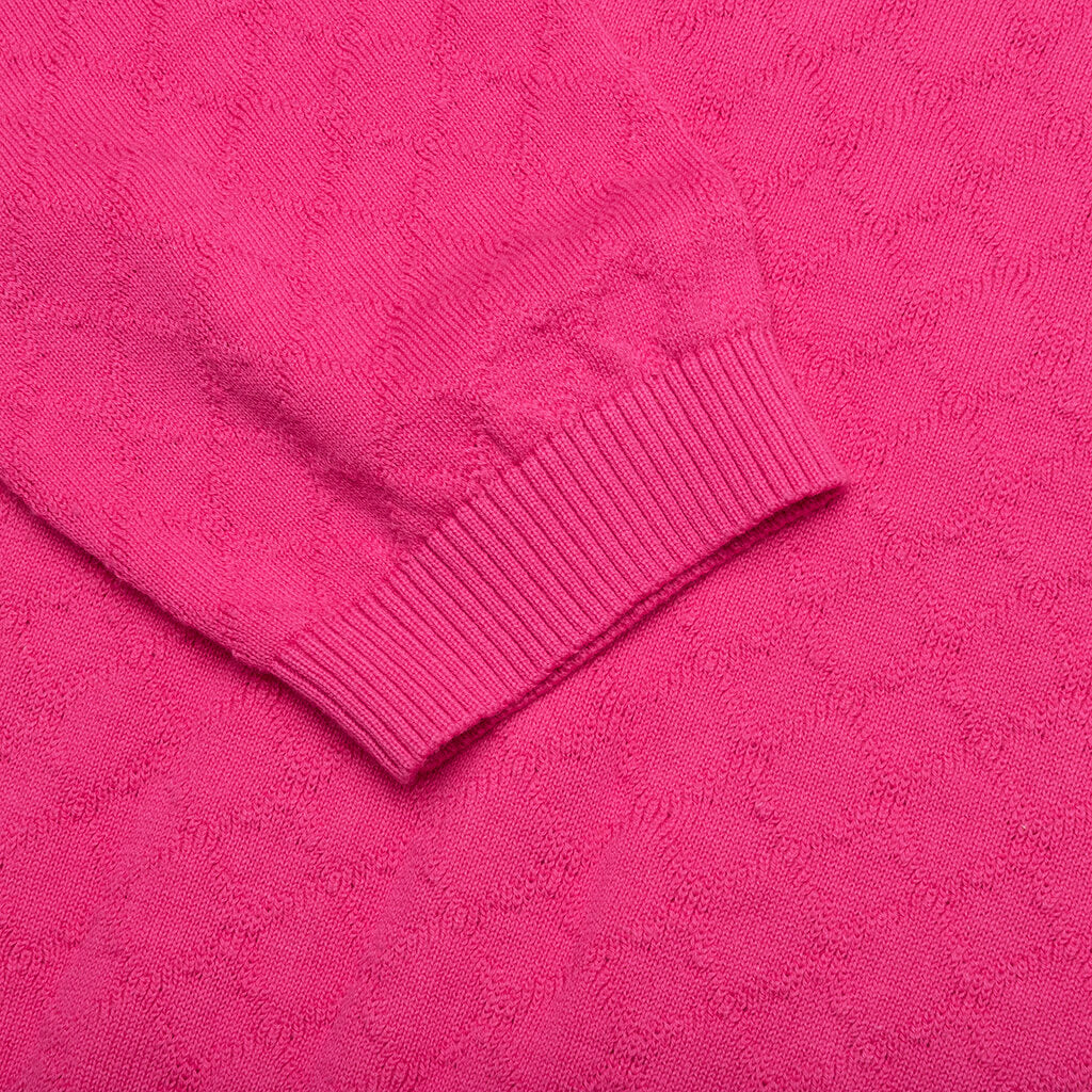 Hogan Pointelle Raglan Sleeve Sweater Polo - Coral