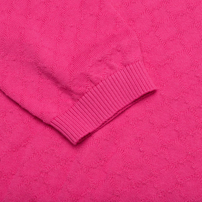 Hogan Pointelle Raglan Sleeve Sweater Polo - Coral