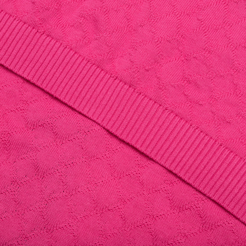 Hogan Pointelle Raglan Sleeve Sweater Polo - Coral