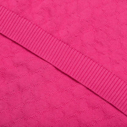 Hogan Pointelle Raglan Sleeve Sweater Polo - Coral