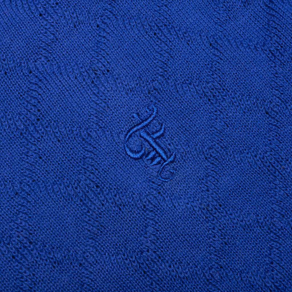 Hogan Pointelle Raglan Sleeve Sweater Polo - Indeevar Blue