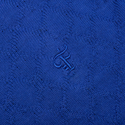 Hogan Pointelle Raglan Sleeve Sweater Polo - Indeevar Blue