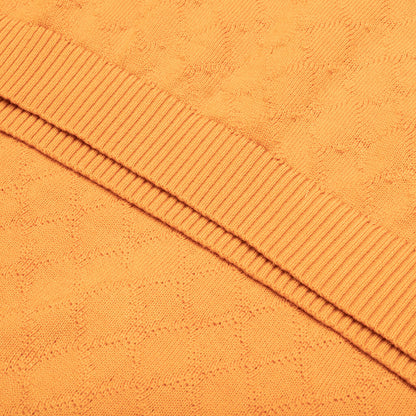 Hogan Pointelle Raglan Sleeve Sweater Polo - Jasper Orange