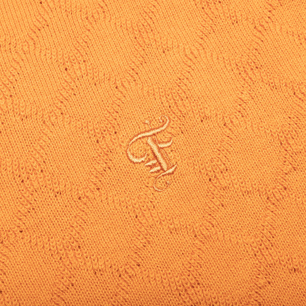 Hogan Pointelle Raglan Sleeve Sweater Polo - Jasper Orange