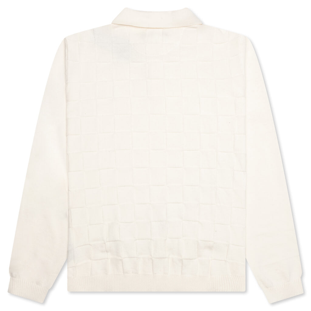 Palmer Checked L/S Sweater Polo - Clubhouse Cream