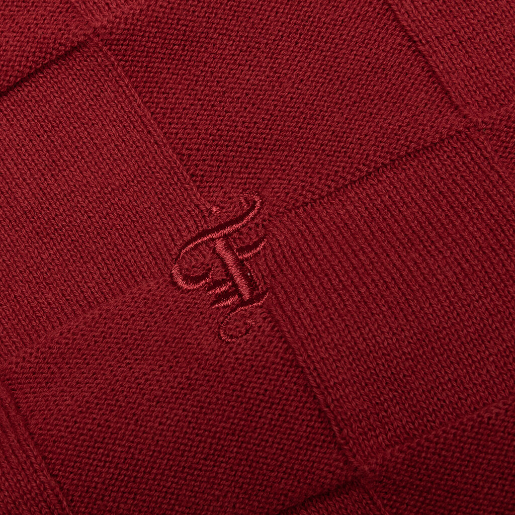 Palmer Checked L/S Sweater Polo - Sunday Red