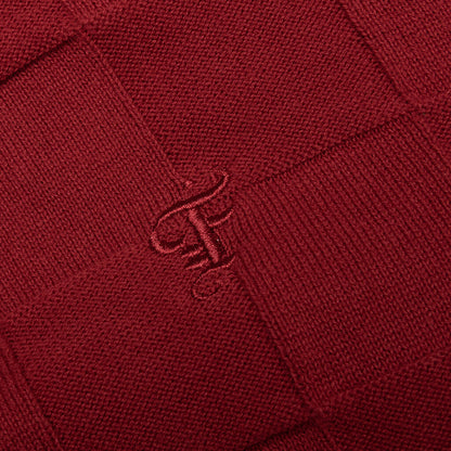 Palmer Checked L/S Sweater Polo - Sunday Red