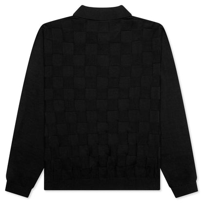 Palmer Checked L/S Sweater Polo - Tips Black