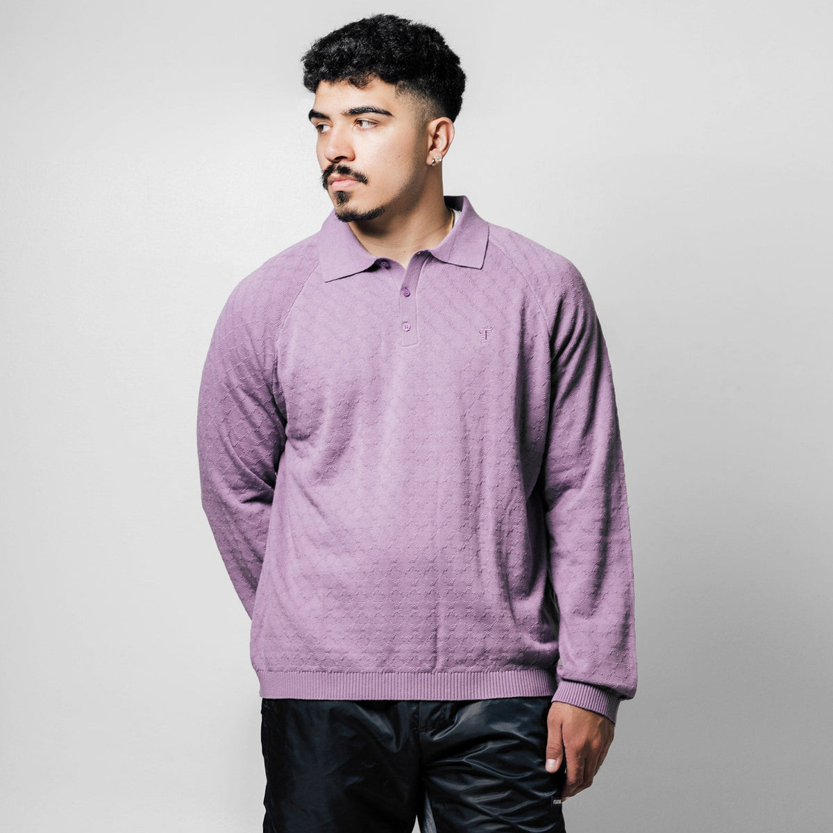 Hogan Pointelle Raglan Sleeve Sweater Polo - Indeevar Blue