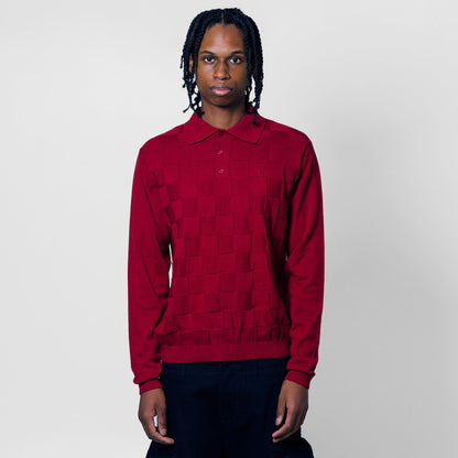 Palmer Checked L/S Sweater Polo - Augusta Green