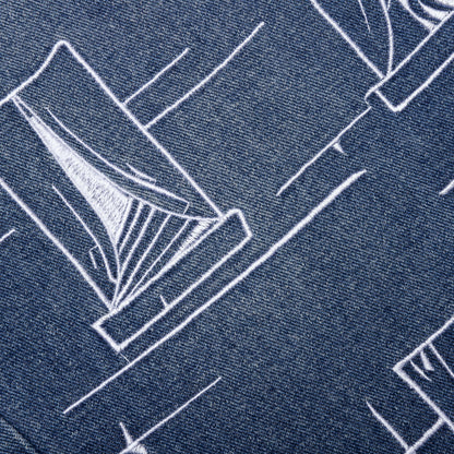 Fire Escape Embroidered Jeans - Blue