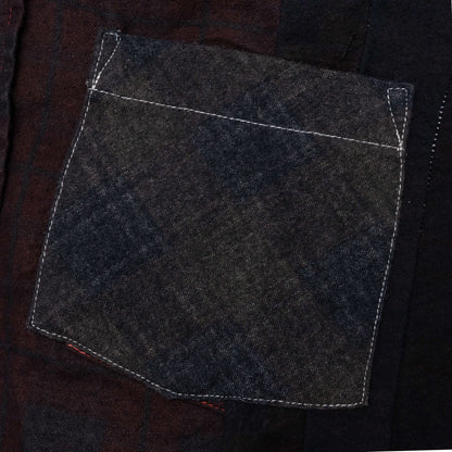 Flannel Shirt 7 Cuts Shirt Over Dye - Black