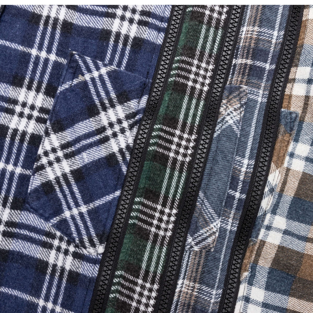 Flannel Shirt 7 Cuts Zipped Wide Shirt - Assorted