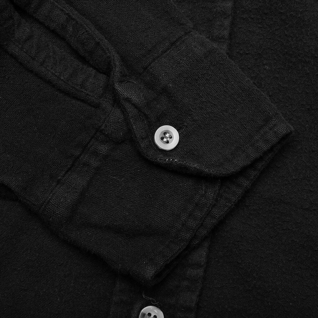Flannel Shirt 7 Cuts Zipped Wide Shirt Over Dye - Black
