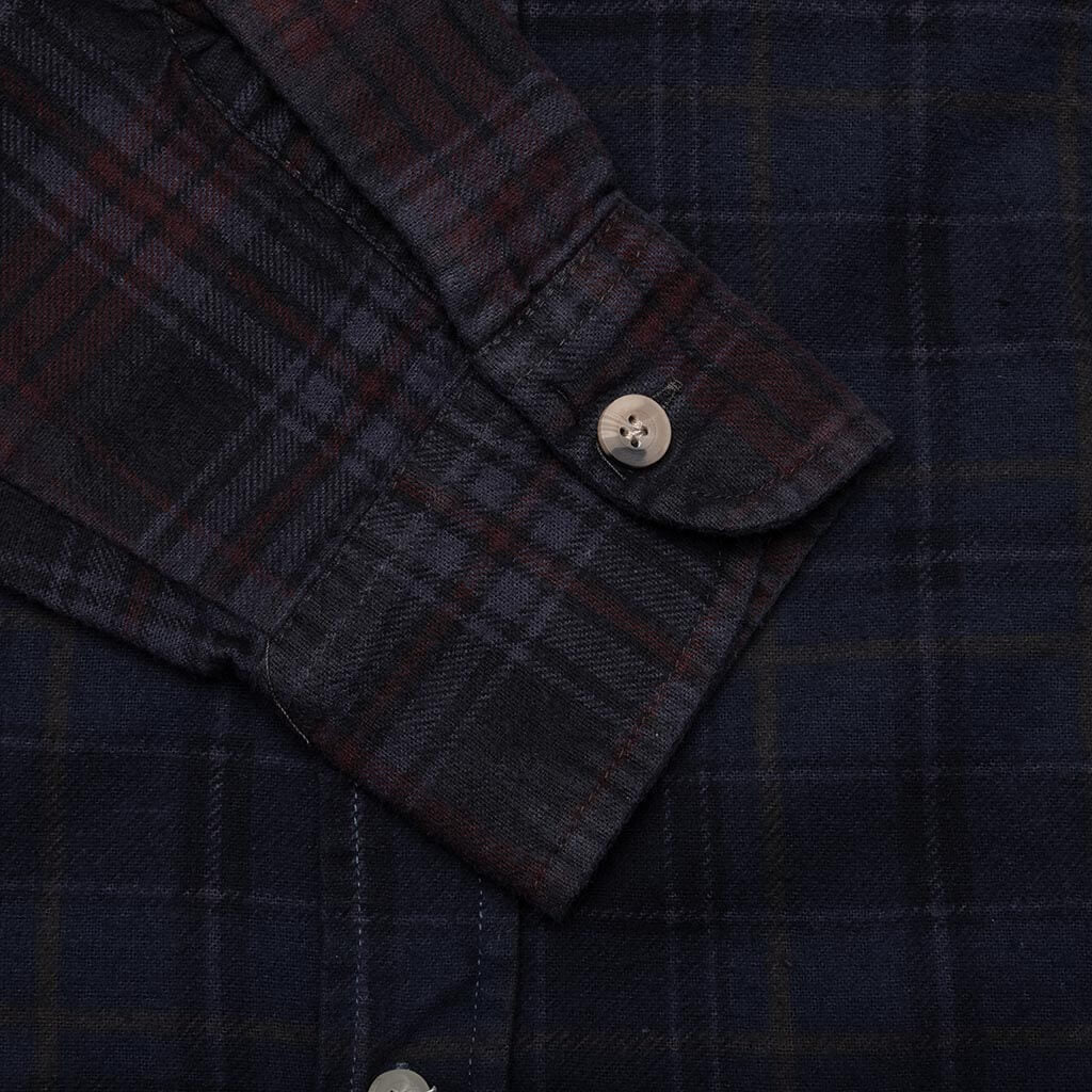 Flannel Shirt 7 Cuts Zipped Wide Shirt Over Dye - Purple