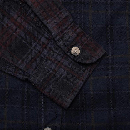 Flannel Shirt 7 Cuts Zipped Wide Shirt Over Dye - Purple