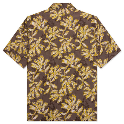 Flower Cut Cabana Shirt - Brown
