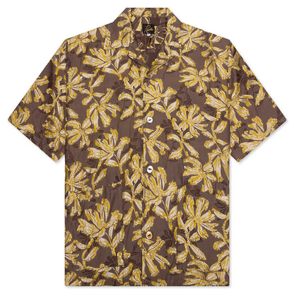 Flower Cut Cabana Shirt - Brown
