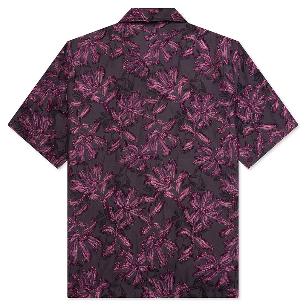 Flower Cut Cabana Shirt - Charcoal