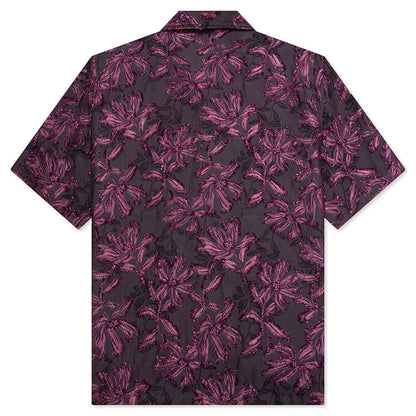 Flower Cut Cabana Shirt - Charcoal