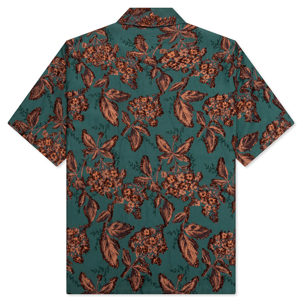 Flower Cut Cabana Shirt - Peacock Green