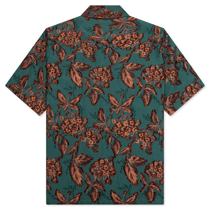 Flower Cut Cabana Shirt - Peacock Green