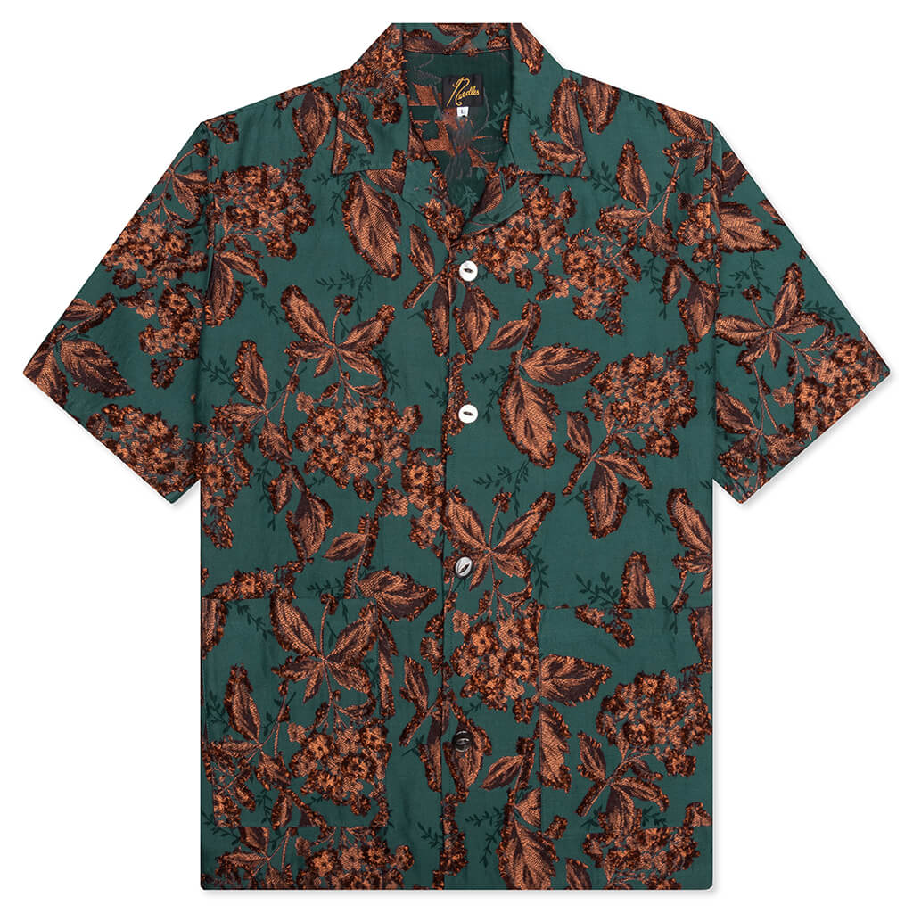 Flower Cut Cabana Shirt - Peacock Green